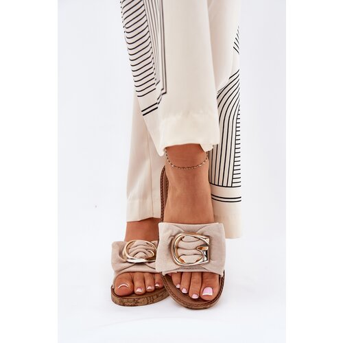Boto Flat Women&amp;#039;s Slippers With Decorative Detail Beige Nellodra Slike
