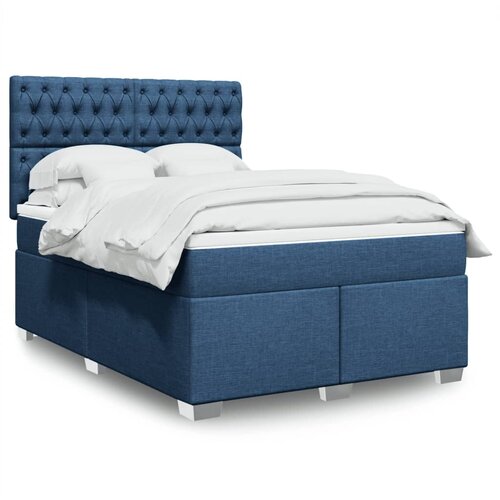 vidaXL Box spring postelja z vzmetnico modra 140x200 cm blago Cene