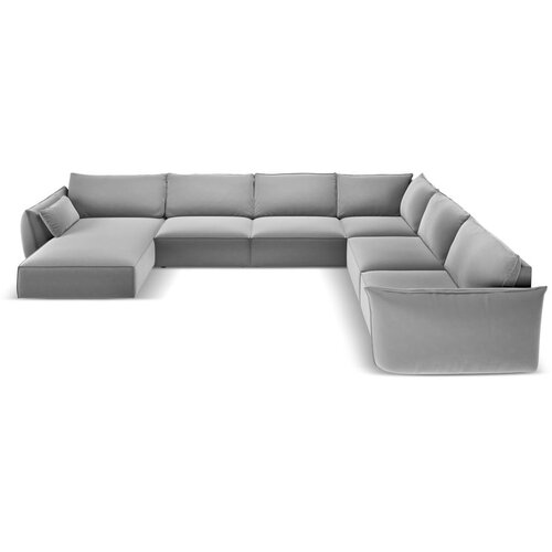 Mazzini Sofas Svijetlo siva baršunasti kutna garnitura (s desnim kutom/u obliku slova "U") Vanda – Cene