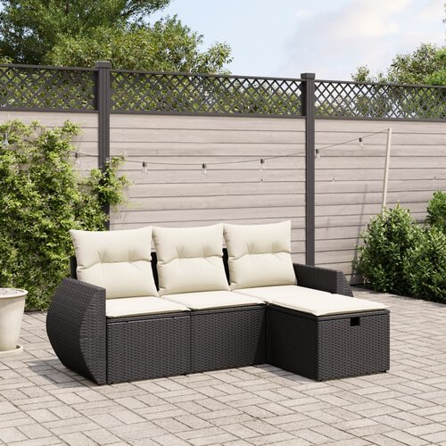  4-dijelni set vrtnih sofa od poliratana s jastucima crni Cijene