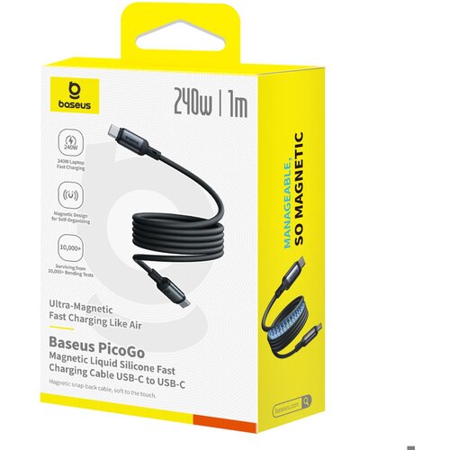 Baseus kabel USB C-C 1m 240W PicoGo magnetic silikonski črn P10376800121-00, (5000221448) Cene