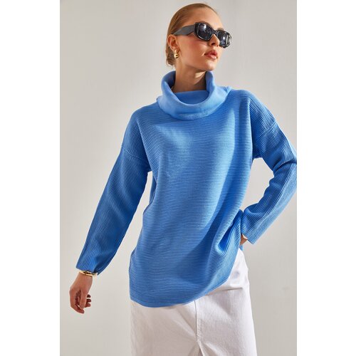Bianco Lucci Women's Turtleneck Ottoman Knit Oversize Knitwear Sweater Cene