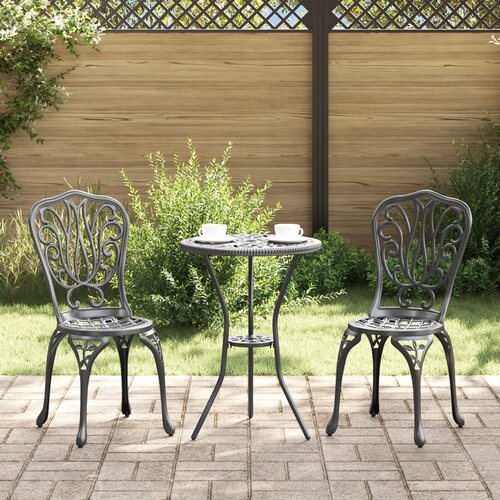 VidaXL 3-delni črni vrtni bistro set iz litega aluminija, (22016134) Slike