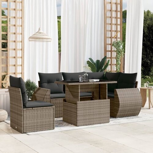 vidaXL 6-dijelni set vrtnih sofa od poliratana s jastucima sivi Cijene