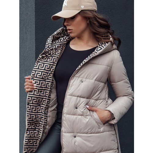 DStreet Women's winter quilted coat with hood GRACE beige Cene