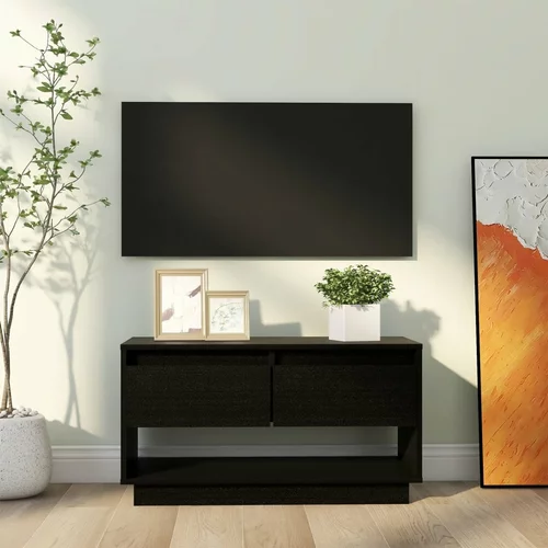 vidaXL TV omarica črna 74x34x40 cm trdna borovina