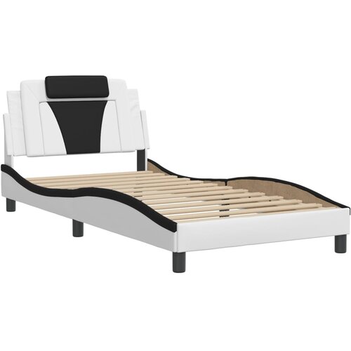 vidaXL Posteljni okvir z vzglavjem bel in črn 100x200 cm umetno usnje, (21095092) Cene