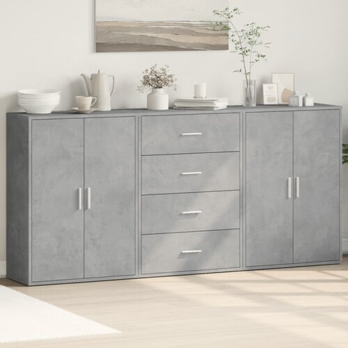 vidaXL Komoda 3 kosi betonsko siva 60x31x84 cm inženirski les Cene