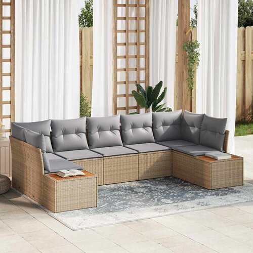  Sjedeća garnitura za vrt 7 kom. Bež poliratan 289 x 154 x 69 cm Slike