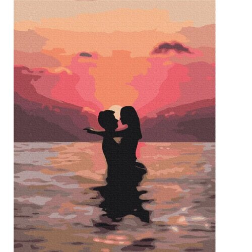  Slika za samostalno slikanje - Lovers against the backdrop of the setting sun 40x50 Slike