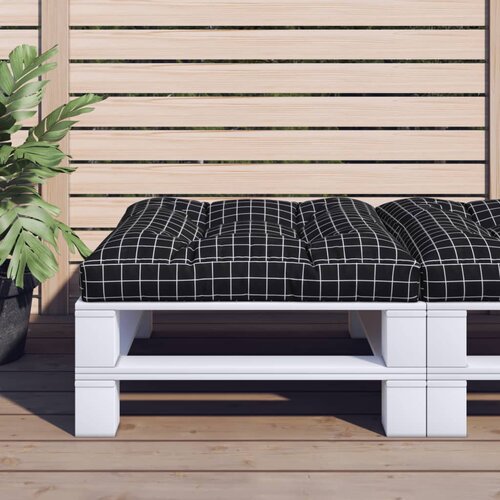vidaXL Jastuk za palete crni karirani 70 x 70 x 12 cm od tkanine Cijene
