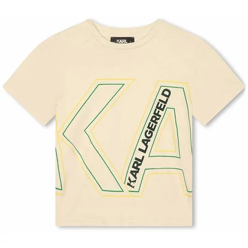 Karl Lagerfeld Otroška bombažna kratka majica bež barva