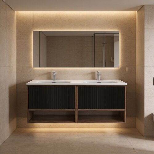 Hanah home kupatilski ormarić sa lavaboom elegant, 120 cm, hrast milling / srebrni Slike