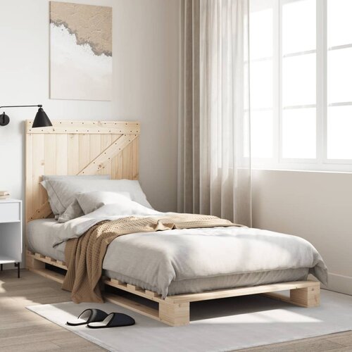  The Living Store Posteljni okvir z vzglavjem 90x200 cm trdna borovina - Posteljni Okvir, (21523399) Cene