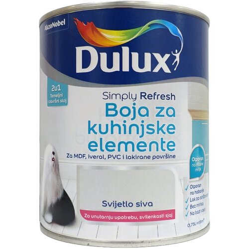 DULUX Specijalna boja za zid simply refresh boja za glatke povr&amp;scaron;ine svjetlosiva 0,75l Slike