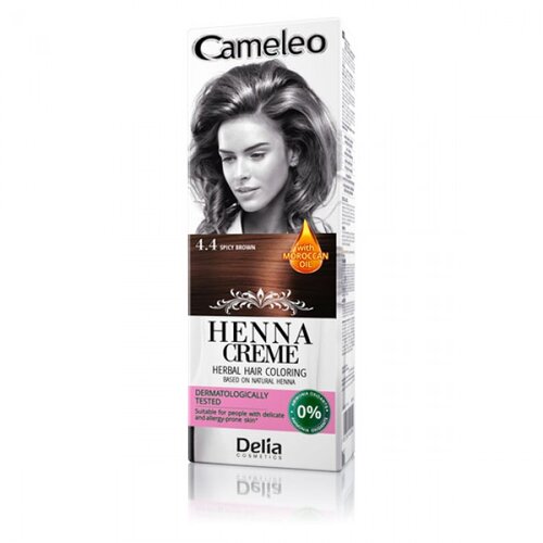 Delia Farba za kosu bez amonijaka, na bazi prirodne kane (Hene) CAMELEO 4.4 - Zavodljivo smeđa 75g Slike