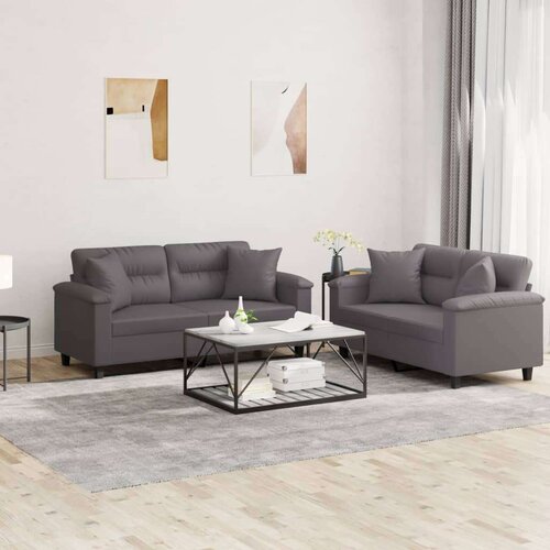  2-dijelni set sofa s jastucima sivi od umjetne kože Cijene
