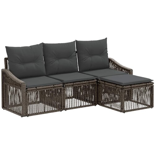 vidaXL Vrtna sedežna garnitura 4 pcs Siva poli ratan, (5000272400) Cene