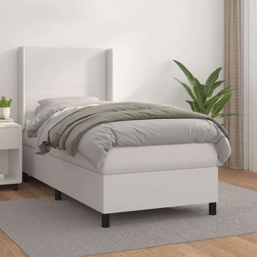  Box spring postelja z vzmetnico bela 90x200 cm umetno usnje, (20790209) Slike