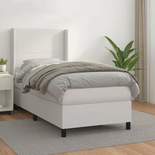  Box spring postelja z vzmetnico bela 90x200 cm umetno usnje, (20790209)