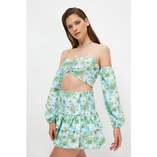 Trendyol colorful Floral Patterned Gipe Detailed Bottom-Top Set Cene