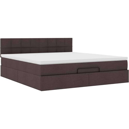 vidaXL Otomanski krevet s madracem i LED tamnosmeđi 160x200cm tkanine Cijene