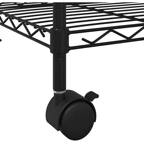  Stalak za pohranu s 3 razine i kotačima 60x35x81 cm crni 150 kg Slike