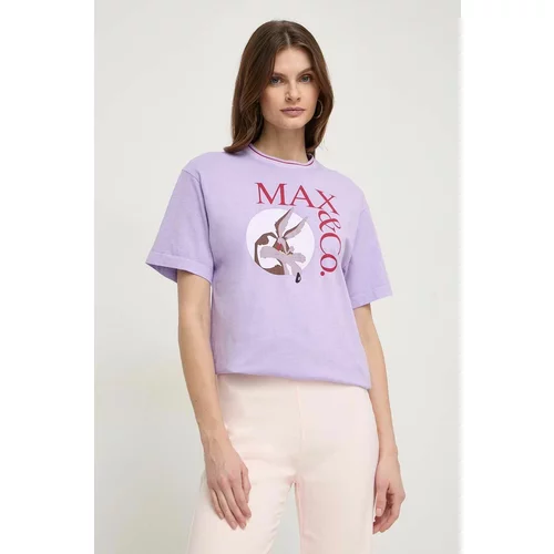 Max&co. Bombažna kratka majica x CHUFY ženska, vijolična barva