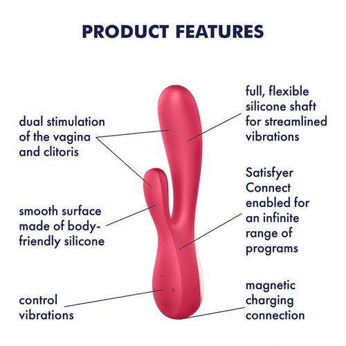 Satisfyer Rabbit vibrator Mono Flex APP rdeč Slike