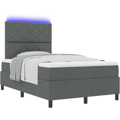 VidaXL Box Spring Krevet s Madracem &amp;amp; LED Tamno Siva 120x200 cm Tkanina Slike