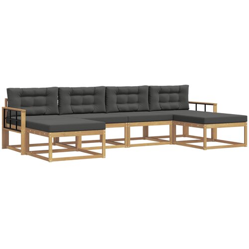  Set vanjskih sofa 6 kom. Bijela i antracit Smeđa 329 x 162,5 x 73 cm Slike