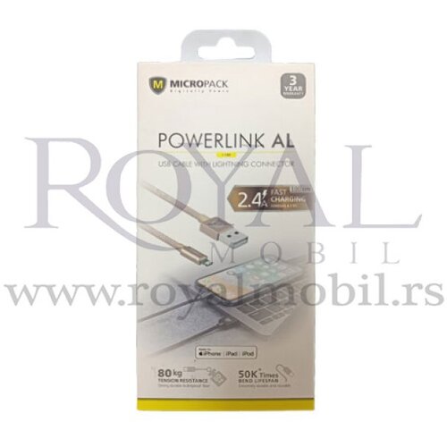  usb kabal powerlink al 2.4 lightning I-100 zlatna Cene