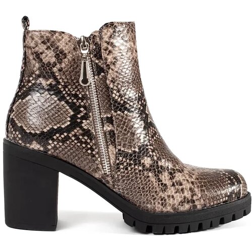Shelvt Heeled ankle boots with a snakeskin pattern Slike