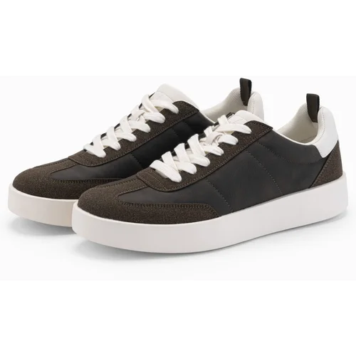 Ombre Old-school men's sneakers on thick sole - dark brown