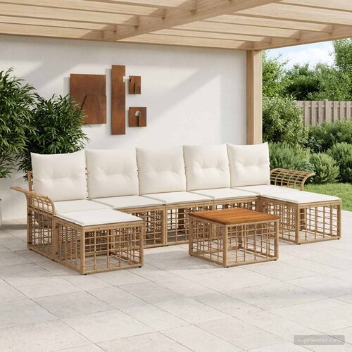  Set vanjskih sofa 8 kom. Prirodna i krema bijela Poliester Cijene
