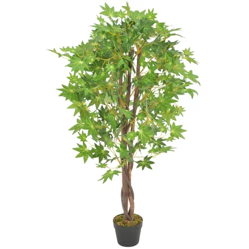 vidaXL Umjetno stablo javora s posudom zeleno 120 cm