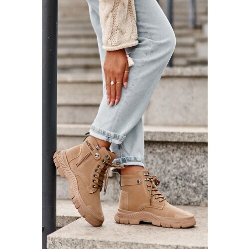 Boto Women's Fleece-Lined Suede Trapper Boots Beige Jailina Cene