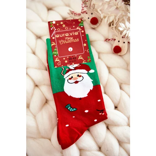 Kesi Men's Christmas Cotton Socks With Santa Clauses Green And Red