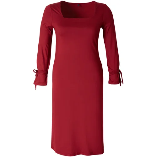 Trendyol Curve Claret Red Premium Square Neck Slit Knitted Plus Size Dress