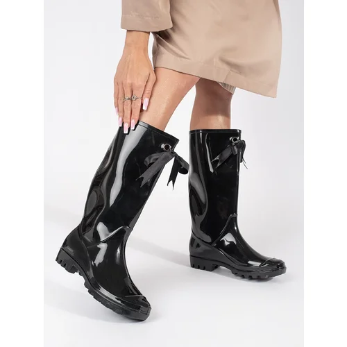 GOODIN Women's black patent high wellingtons