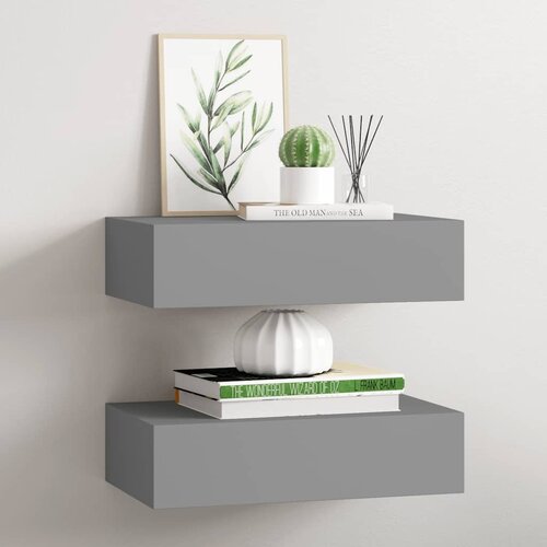  Zidne police s ladicom 2 kom sive 40 x 23,5 x 10 cm MDF Cijene