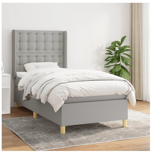  Box spring postelja z vzmetnico svetlo siva 80x200 cm blago Cene
