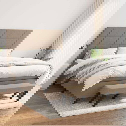  Box spring postelja z vzmetnico taupe 140x200 cm blago, (20894185) Slike