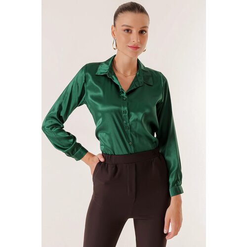 By Saygı Lightly Flowy Satin Shirt Slike
