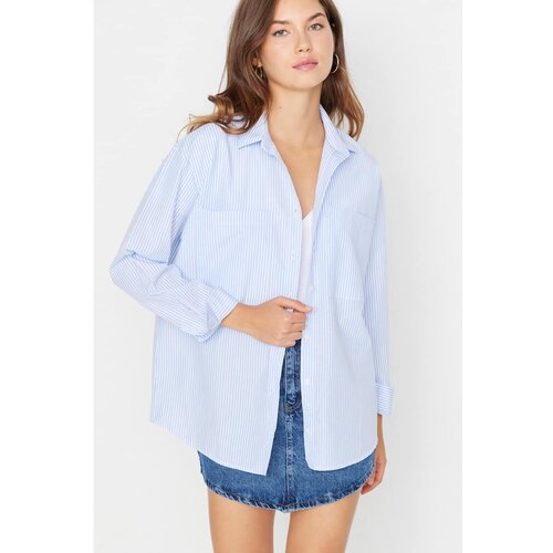 Trendyol Blue Striped Shirt Slike