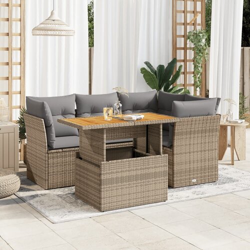 vidaXL 5-dijelni vrtni set sofa s jastucima bež od poliratana Cene
