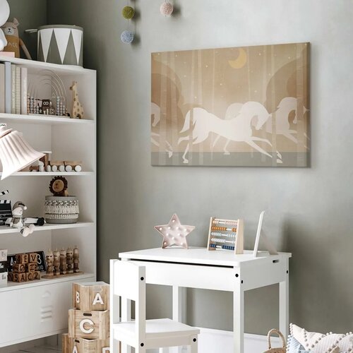  Slika - Moon Horses - Horses Galloping Among Trees on a Starry Night 120x80 Premium Print Slike