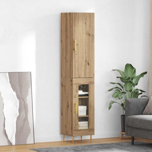 vidaXL Visok predalnik Umetni hrast 34,5 x 34 x 180 cm Konstruiran les Cene