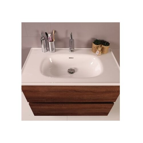Hanah home Set kupaonskih ormarića s umivaonikom i ogledalom, 2 komada, krem Slike