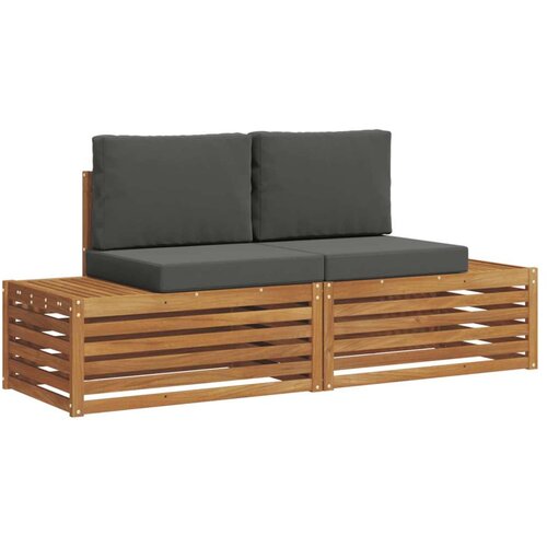  Set vanjskih sofa s jastukom 2 Komad Prirodna i antracit Slike